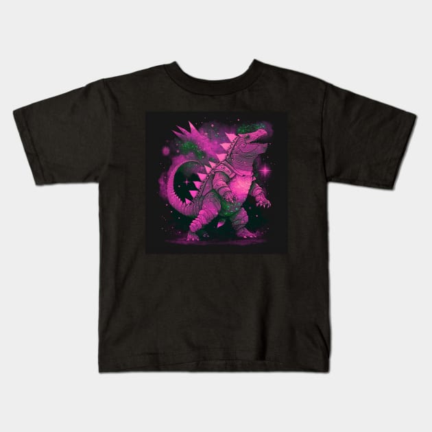 armored kaiju ecopop in metal scale art Kids T-Shirt by jorge_lebeau